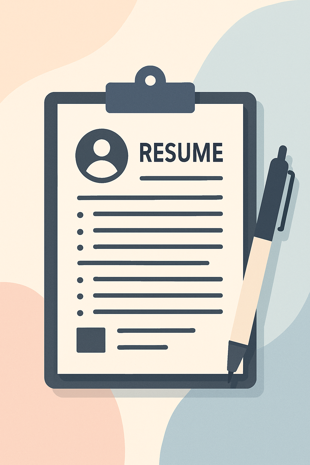 Illustration of a resume and pen
